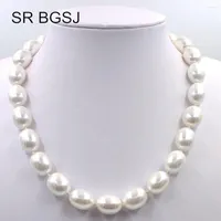 Choker 12x15mm White South Sea Shell Pearl Beads Knot GP Clasp Fashion Jewelry Necklace 18"