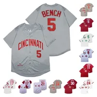 2022 CITY CONNCECT Baseball Jerseys Johnny Bench Vintage Chris Sabo Home Away Red Gray White Button Pullover Pullover Jersey Stitched Baseball Closeys