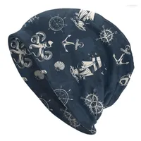 Berets Cool Winter Warm Women Men Knit Hat Unisex Adult Vintage Nautical Symbol Skullies Beanies Caps Sailor Anchor Compass Bonnet HatsBeret