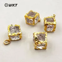 Charms WT-P1227 WKT Wholesale Fashinable For Lady Jewelry Cube Square Shape Exquisite Natural Stone Necklace Pendant