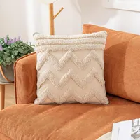 Pillow Beige White Tassels Decorative Cover Sofa Case Handmade Home Decoration For Living Room 45x 45cm 30x50cm