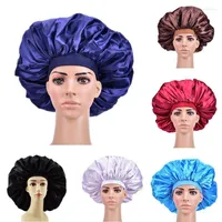 Shower Caps High Quality Super Gi-ant Sleep Cap Waterproof Female Hair Care Large Satin Silk Bonnet Luxurious Fabric