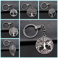 20 Options Fashion 30mm Keychains Tree DIY Metal Alloy Holder Chain Vintage Heart Flower Rose Sunflower Tree Pendant Keyring