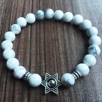 Strand Hexagonal Bracelet For Women And Men 8MM Natural Stone White Howlite Mala Beads Bracelets Yoga Prayer