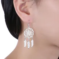 Dangle Earrings Wholesale - Silver Plated Charms Dream Feathers For Women Fashion Party Wedding Jewelry Gifts