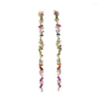 Stud Earrings Christmas Jewelry Fashion 75mm Long Tassel Cz For Women Girl Rainbow Chain Earring Brincos Bijoux