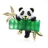 Brooches Wuli&baby Cute Eat Bamboo Panda For Women Unisex Treasure Animal Party Office Brooch Pins Jewelry Gifts