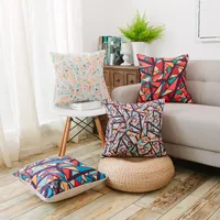 Pillow Linen Cotton Cover Decorative Colorful Case Nordic Abstract Geometric Mosaic Heavy Coussin Chair