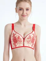 Bras Exquisite Embroidered Bra Women Gorge Push Up Thin Full Cup Bust Underwear Light Color X35