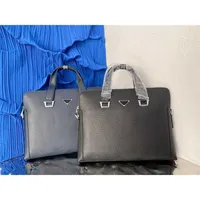 Luxurys Milano Men Business Briefcase One Shoulder Diagonal Handbag Computer Bag Genuine Leather Zipper Letter Interior Simple Casual Pocket