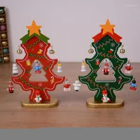 Christmas Decorations Mini Wood Tree Decoration Gift Cute Home Desktop Office Craft Ornaments Decor Party DIY High Quality