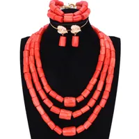 Chunky Original Coral Beads Jewelry Set for Nigerian Weddings Orange or Red African Women Necklace Bride Bridal Jewellery307l