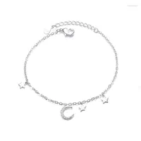 Bracelets 925 Sterling Silver Crystal Moon Star Charm Bracelet For Women &Bangle Fashion Jewelry Birthday Party Gift