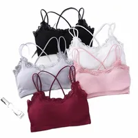 bras Linbaiway Sexy Lace Bralette For Women Underwear Cross Back Camisoles Tank Top Wirefree Push Up Lingerie Femme u999#