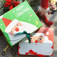 Present Wrap Big Size 2 Välj 10st Red Green Christmas Santa Design Paper Box Bake Cloth Socks Diy Party Favors Gifts Packaging