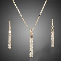 2021 Crystal clear 18K Real Gold Plated Austria ELEMENTS Drop Earrings and Pendant Necklace Sets sell230d