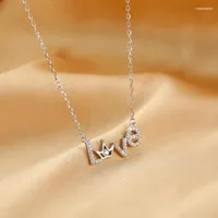 Chains 925 Sterling Silver Zircon Letter Love Crown Shape Charm Pendants Necklaces For Women Girls Birthday Wedding Jewelry Choker Jklf