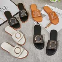 Women Sandals Slippers Slide Casual Slippers Flip Flops Classic Gold Circle Beach Outdoor Cool Fashion Wide Flat With Box 2021 Summer