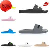 2022 Men Women Slippers Summer Pool Slides Black Green White Cool Grey Beige Blue Soft Pink Yellow Red Mens Rubber Sandals Paris Shoes