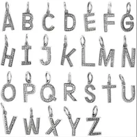 Christmas Gift Authentic S925 Sterling Silver Letter A -Z Initial Dangle Charm Pendant Fit For European Pandora Bracelet DIY Bead 2144