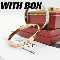 AAA TOP H￶gkvalitet Fashion Gold Bangle Armband Rostfritt st￥l Armband Famous Luxury Designers Brand Jewelry Women Par Screw Love 4Diamonds 6mm grossist