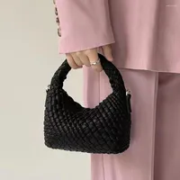 Evening Bags PU Leather Top-handle Bag Woman Shoulder Niche Designer Fashion Handbags Hand-Woven Flap Purse Ladies Girl Travel Daily