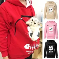 Kvinnors hoodies Kvinnors tröjor Kvinnor Sweatshirt Animal Pouch Hood Tops Bär katt andningsbar Pullover Blouse överdimensionerad hoodie