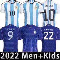 2022 아르헨티나 축구 저지 팬 팬 플레이어 버전 월드컵 Dybala Aguero Maradona di Maria Messis 22 23 Home Away Pre -Match 2023 남자 아이들