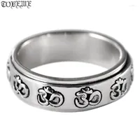 Cluster Rings Handmade 925 Silver Tibetan Ring Sterling OM Turning Buddhist Good Luck Spinning