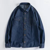 Men's Dress Shirts Men's Denim Shirt Classic Cotton Fashion Embroidery Long-Sleeve Pocket Design Comfortable Work Casual