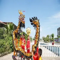 dragon dance negro tama￱o dorado 6# 5 5m para ni￱os actuando a mascotas taller tienda decoraci￳n de artes deportes al aire libre fiestal2200
