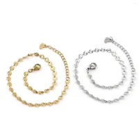 Anklets 1 PC Stainless Steel Anklet Engraved Round Connector Extension Chain Carved Pattern For Women Summer 23cm Long