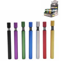 100 Pcs lot Metal Cigarette Smoking pipes Tobacco Herb Pipe Aluminum One Hitter Dugout Snuff Snorter Bat Hand Holder Accessories290M