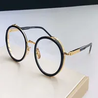 Fashion Round Eyewear Glasses Frame Black Gold Frames Eyeglasses Optical Mens New wth box179v
