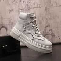 Luxury Designers Business Wedding Dress Party Shoes Fashion High Top Lace Up Sport Casual Sneakers Round Toe Thick Bottom Driving Walking Leisure Boots Y100
