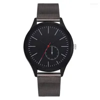 Wristwatches Modern Fashion Black Quartz Watch Men Women Mesh Stainless Steel Chic Watchband High Quality Casual Wristwatch Gift For Female