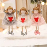 Christmas Decorations Handmade Crafts Plush Angel Girl Doll Pendant Tree Hanging Ornaments Year 2022 Xmas Gift Toy