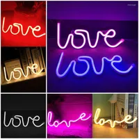 Night Lights LOVE Neon Light Sign Decoration Lamp Nightlight Ornaments LED Letter Bulbs For Room Party Weeding Romantic Proposal Gift