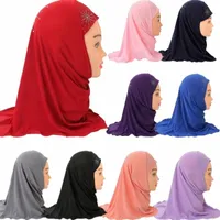 ethnic Clothing Muslim Kids Hijab Girls One Piece Amira Instant Scarf Islamic Ready To Wear Head Wrap Prayer Turban Rhinestone Shawls Headsc G7U8#