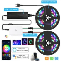 Strips DC 12V WS2811 RGB DREAM Full Color LED Strip Light with Magic Home Dual Signal WiFi Controller Control Kit