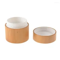 Storage Bottles & Jars Natural Bamboo Refillable Bottle Cosmetics Jar Box Makeup Cream Pot Container Portable Round Drop