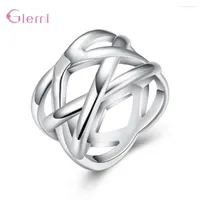 Wedding Rings Fashion Trendy Double X 925 Sterling Silver Anniversary Ring Hollow Style Birthday Christmas Gift Jewelry For Women