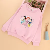 Disney pullover girls' plush autumn and winter new princess top sweater children's warm clothes cute candy
