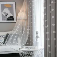 Gordijn tiyana moderne witte polka dot tule met dubbele gordijnen black -out gordijnen voor woonkamer slaapkamer kinderkamer#4