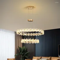 Kroonluchters Noordse luxe hanglamp voor duplex loft woonkamer indoor verlichting eettafel keuken eiland villa gouden kroonluchter ring