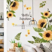 Gift Wrap Sunflower Wall Sticker Glass Decorative Living Room Bedroom Floral Decor