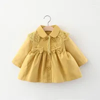 Coat Toddlers Baby Trench Tops Button Bandage Ruffle Casual Jacket Girls Solid Windbreaker Outwear