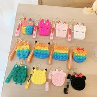 Headset Accessories POP Toy Bag Silicone Earphone Charger Data Cable Storage Cute Unicorn Mini Wallet Finger Press Toys Pendant