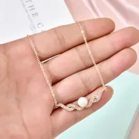 Charms 2022 Fashion Temperament Plating Rose Gold Pearl Zircon Pendant Women Girl Wedding Party Bride Jewelry GiftD-039