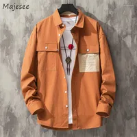 Men's Casual Shirts Men Cargo Clothing Handsome Baggy All-match Japanese Streetwear College Teens Kpop Long Sleeve Camisa Autumn Cool